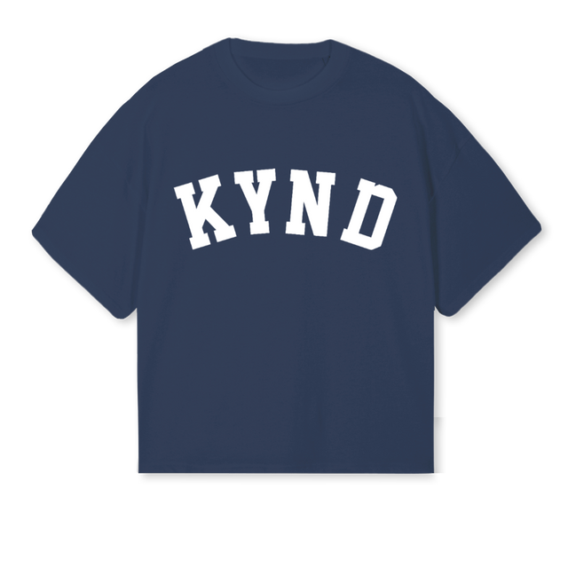 KYNDVARSITYTEENAVY Navy Blue Oversized Boxy Tee.