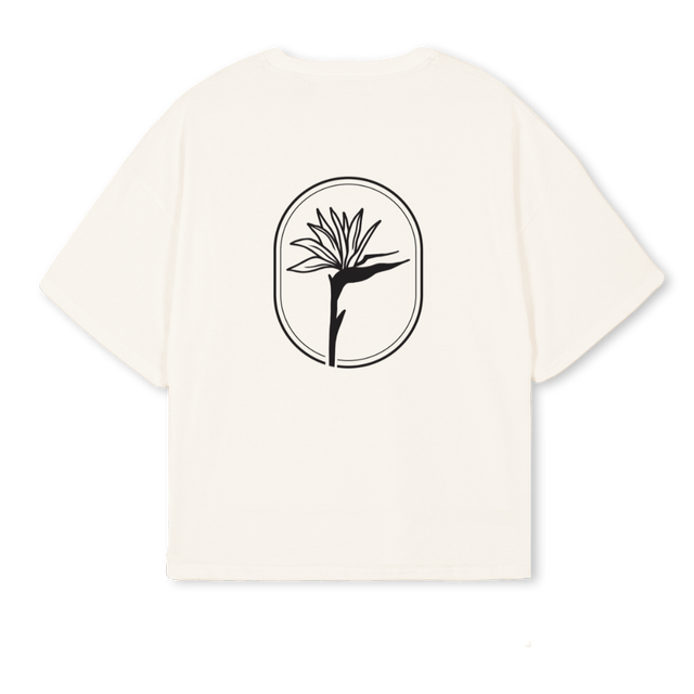 LOGOBASIC Vintage White Oversized Boxy Tee.