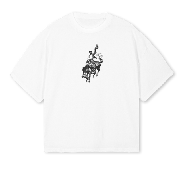 WESTERN White Oversized Boxy Tee.