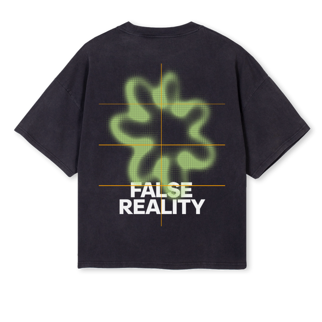 FALSEREALITYBLK Vintage Black Oversized Boxy Tee.