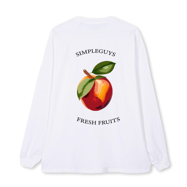APPLE White Oversized LS Tee.