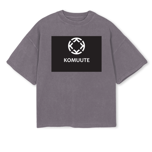 KOMUUTE_3 Pigment Grey Oversized Boxy Tee.