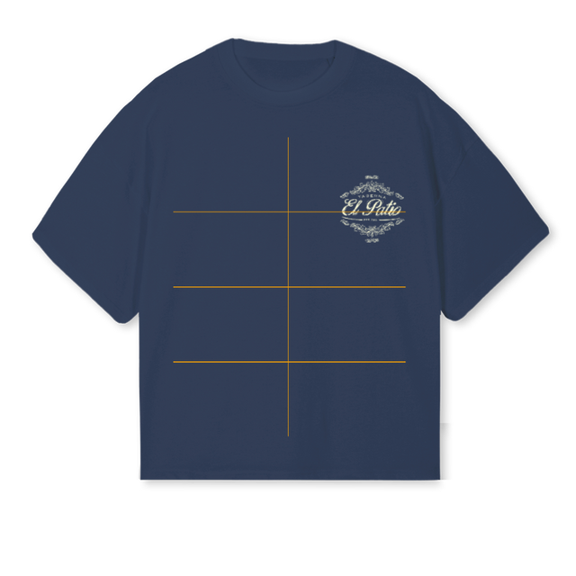 BODEGASTEE Navy Blue Oversized Boxy Tee.
