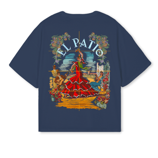 FLAMENCACOLORTEE Navy Blue Oversized Boxy Tee.