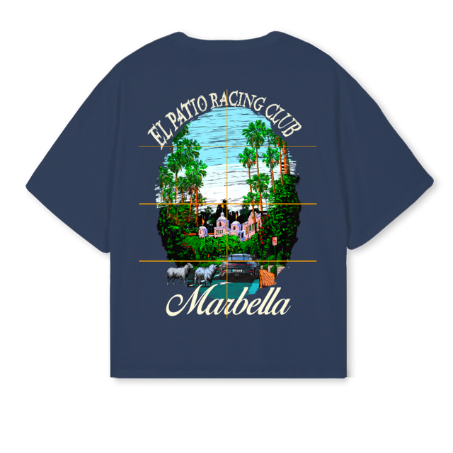 RACINGCLUBMARBELLA Navy Blue Oversized Boxy Tee.