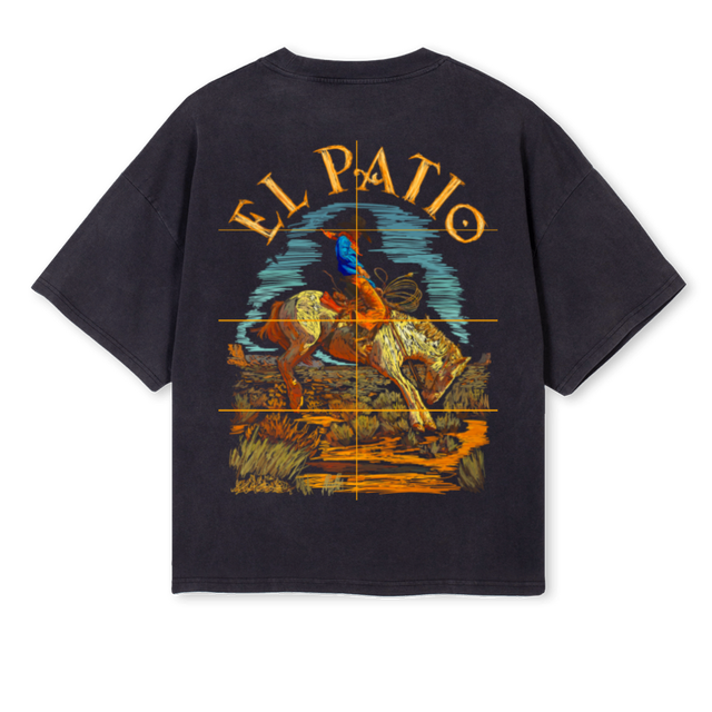 VAQUEROTEE Vintage Black Oversized Boxy Tee.