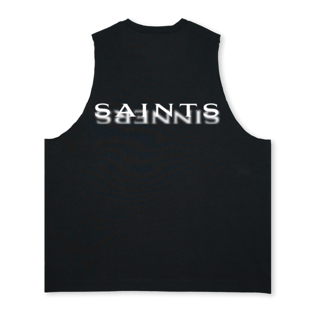 SAINTSINNERSSINGLET Deep Black Oversized Vest.