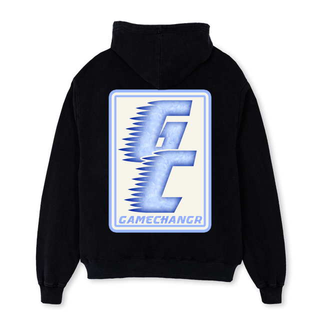 BABYBLUEGCCLUB Black Oversized Zipped Hoodie.