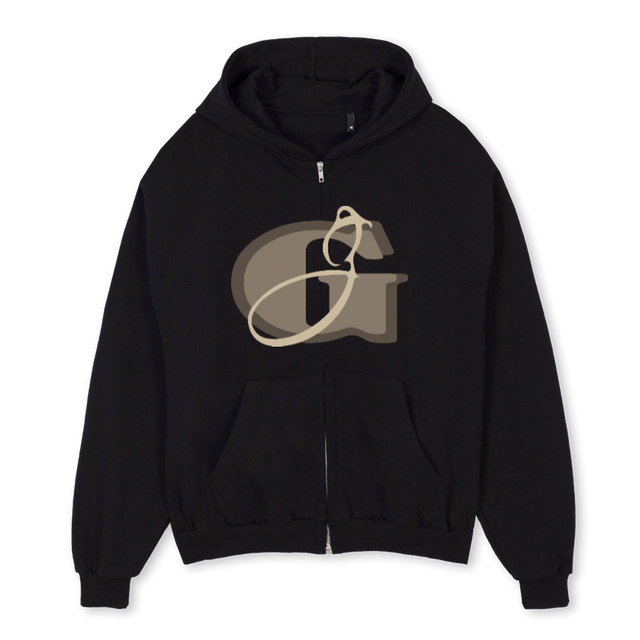 LUXORBERN Black Oversized Zipped Hoodie.