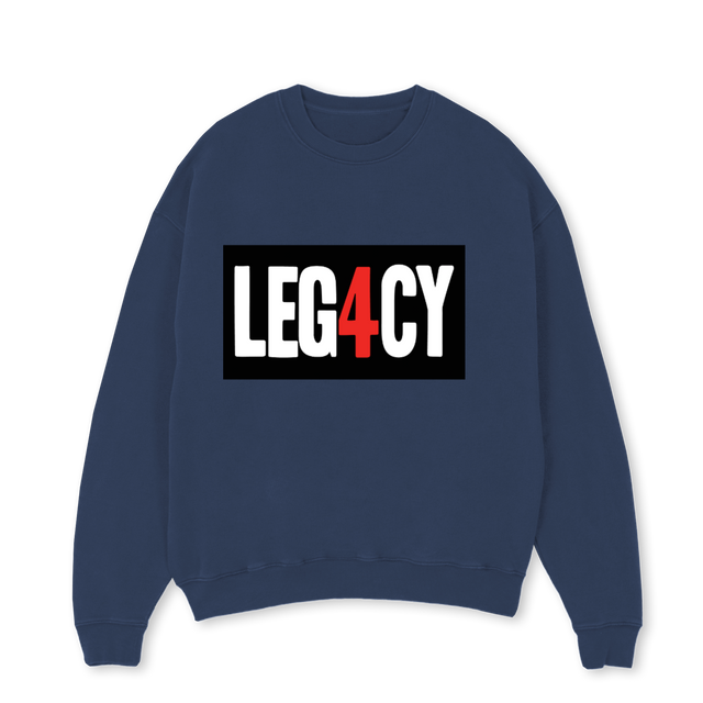 LEG_2 Navy Blue Oversized Crewneck Sweater.
