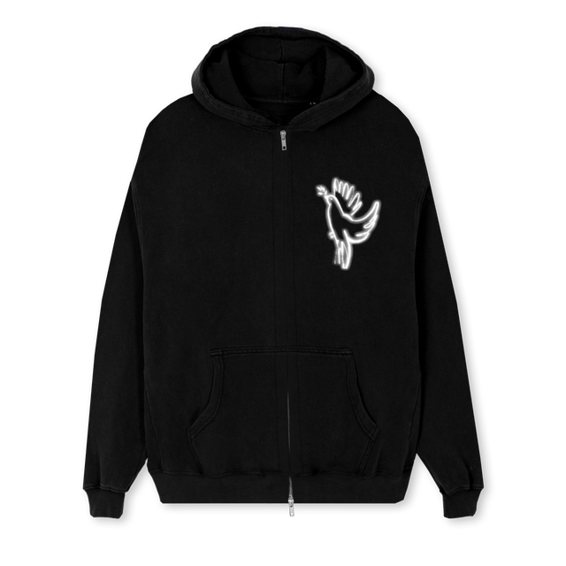EMZH Black Regular Zipped Hoodie.
