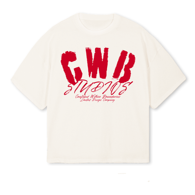 CWBREDVWHITESAMPLE Vintage White Oversized Boxy Tee.