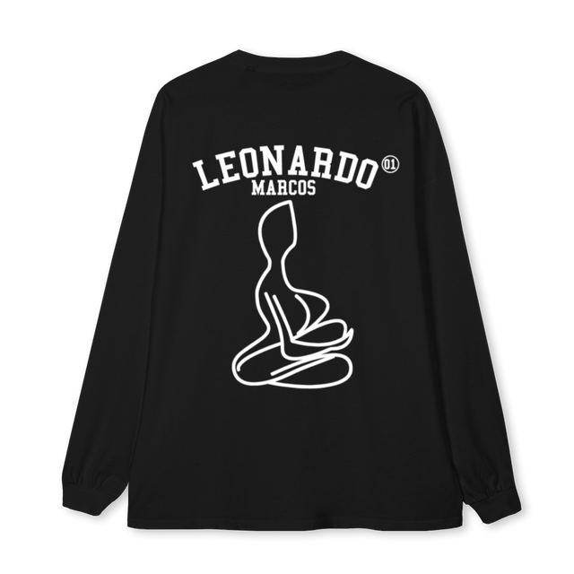 LMLOGOCREW Black Oversized LS Tee.