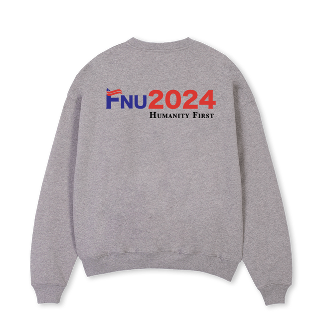 FNUCAMPAIGN Grey Marl Oversized Crewneck Sweater.