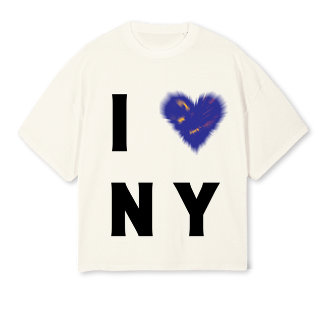 ILNY Cream Oversized Boxy Tee.