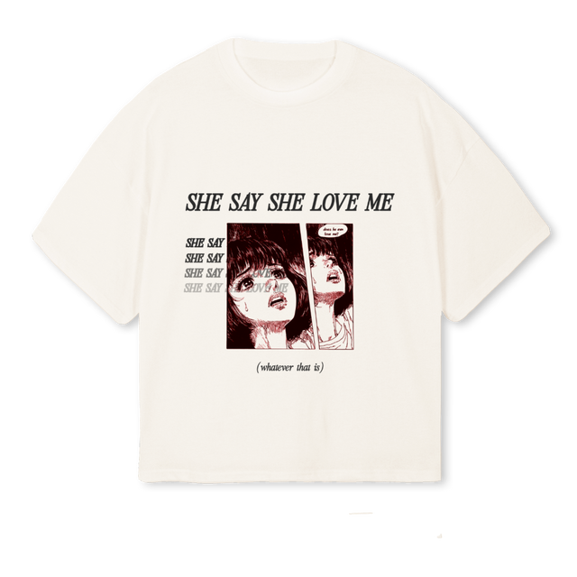 SHESAY Vintage White Oversized Boxy Tee.