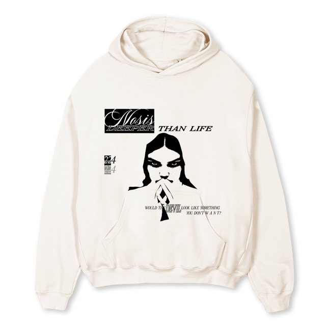 DEEPERHOODIE Vintage White Oversized Hoodie.