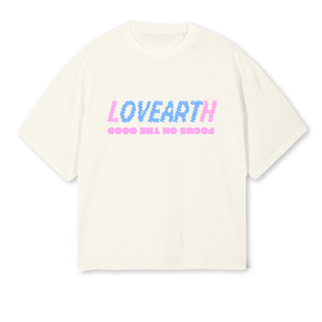 FOCUSONTHEGOODCREAM Cream Oversized Boxy Tee.