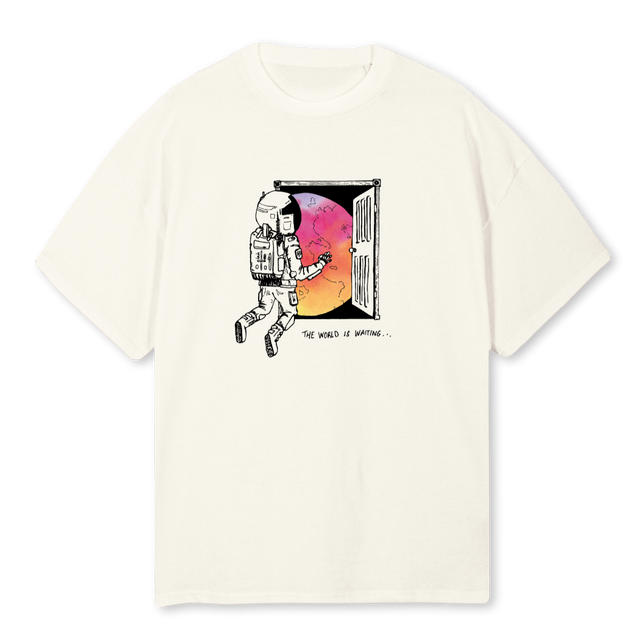 NHSPACEMAN Cream Oversized Tee.