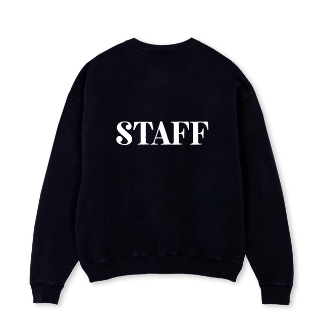STAFF_1 Black Oversized Crewneck Sweater.