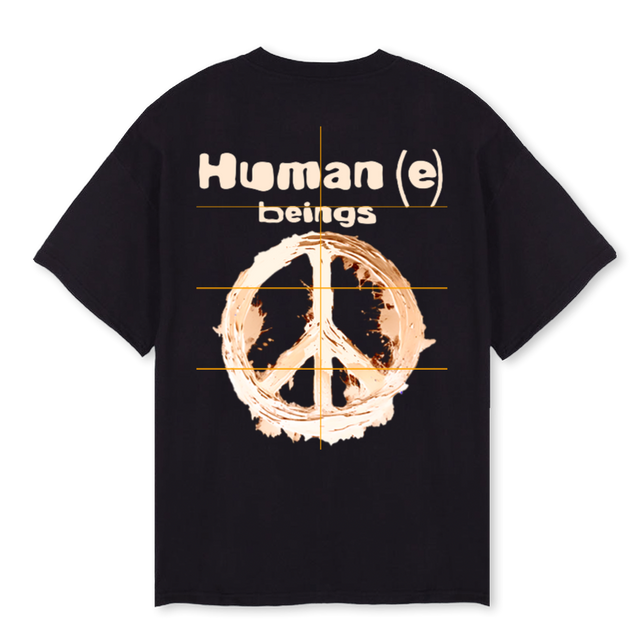 HUMANEPEACEB Black Oversized Tee.