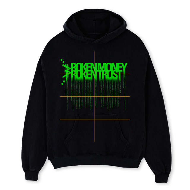 BROKENTRUSTBROKENMON Black Oversized Hoodie.