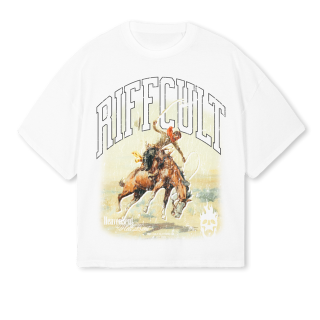 RODEOTEE White Oversized Boxy Tee.