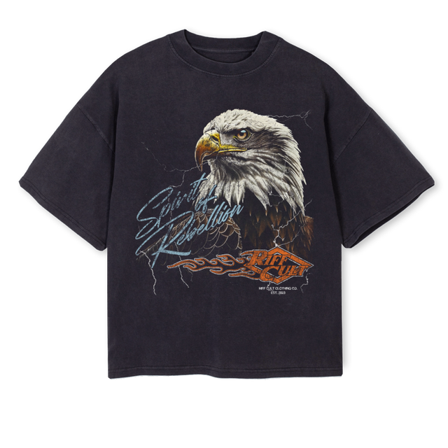 SPIRITOFREBELLION Vintage Black Oversized Boxy Tee.