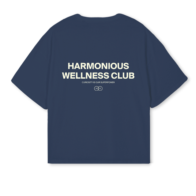 NAVYBXYCREAMWELLNESS Navy Blue Oversized Boxy Tee.