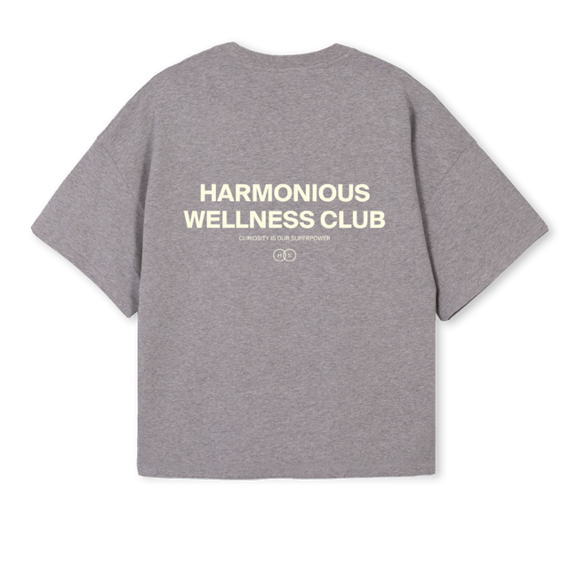 GREYBXYCREAMWELNESS Grey Marl Oversized Boxy Tee.