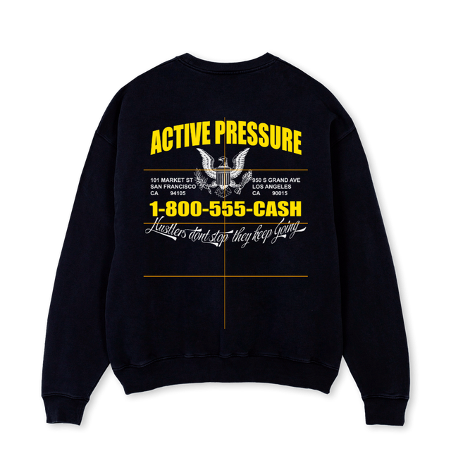 GETMONEYSWEAT Black Oversized Crewneck Sweater.