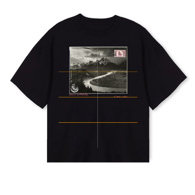 ALONERODEO Black Oversized Boxy Tee.