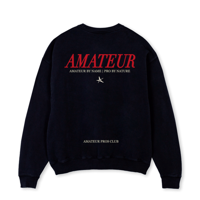 AMPJUMPERBLACK Black Oversized Crewneck Sweater.