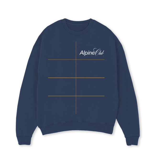 ALPINECLUBPRINTONE Navy Blue Oversized Crewneck Sweater.