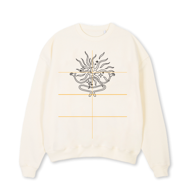 HHCRMSWEATERSUNMOON Cream Oversized Crewneck Sweater.