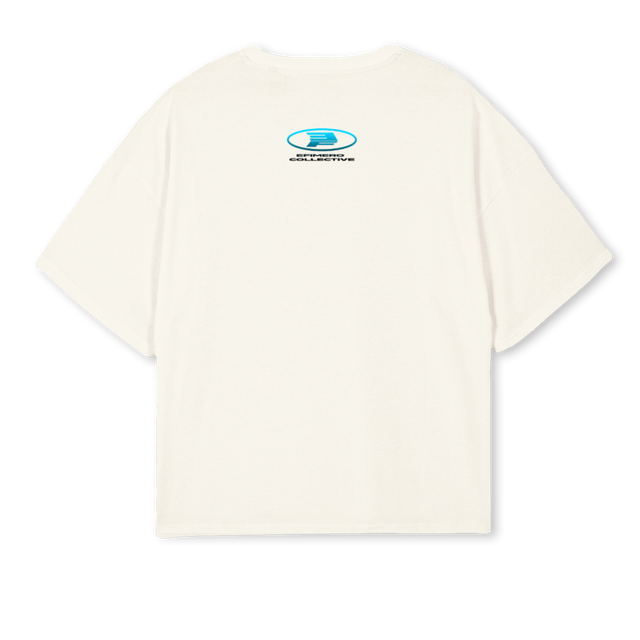 SAMPLERUNBLUE Cream Oversized Boxy Tee.