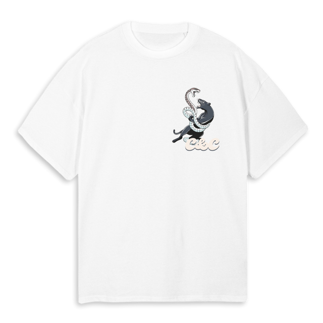 PANTHERSNAKEPOCKET White Oversized Tee.
