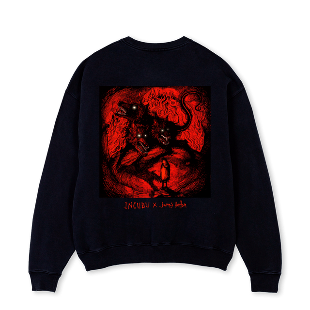 CERBERSWEATER Black Oversized Crewneck Sweater.