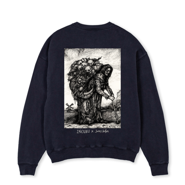 DEATHSWEATER Vintage Black Oversized Crewneck Sweater.