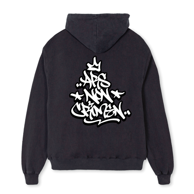 GAMACRIMEN Vintage Black Oversized Zipped Hoodie.