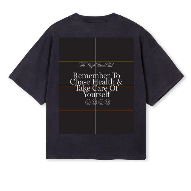 BYGOUTE CHASE HLTH Vintage Black Oversized Boxy Tee.