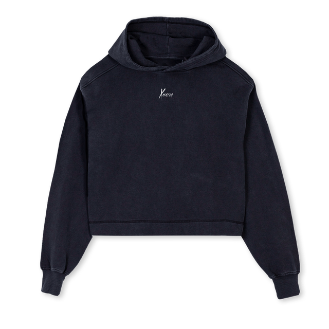 FM KP Vintage Black Cropped Hoodie.