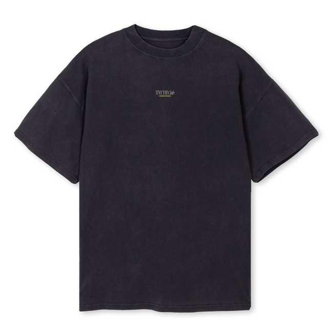 TINY TAT COLLAB Vintage Black Oversized Tee.