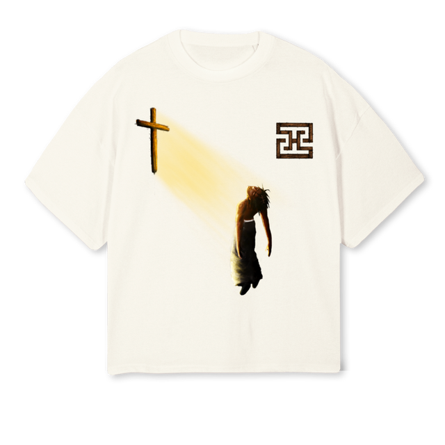 TAKE ME Cream Oversized Boxy Tee.