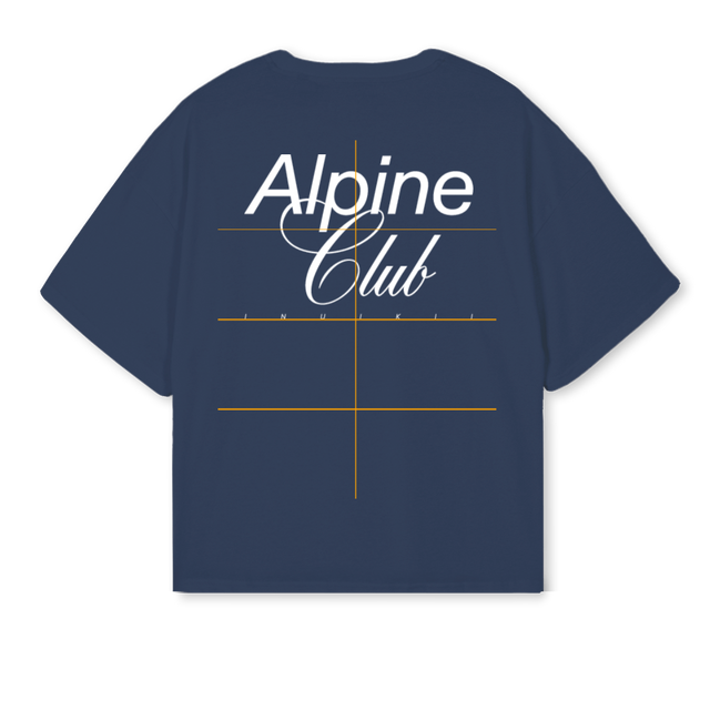 ALPINECLUBTSHIRTNAVY Navy Blue Oversized Boxy Tee.