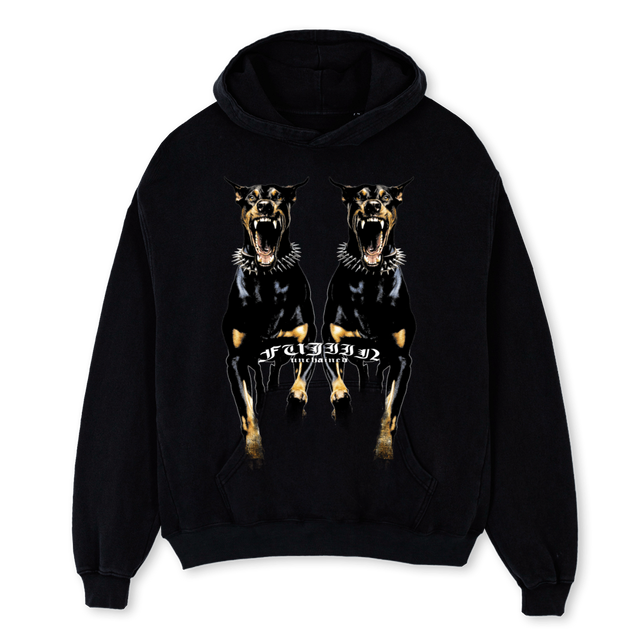 HDIE DOGS Black Oversized Hoodie.