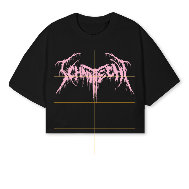 HANNA_2 Black Cropped Oversized Tee.