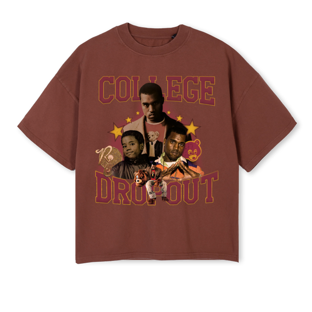 COLLEGE DROPOUT Vintage Brown Oversized Boxy Tee.