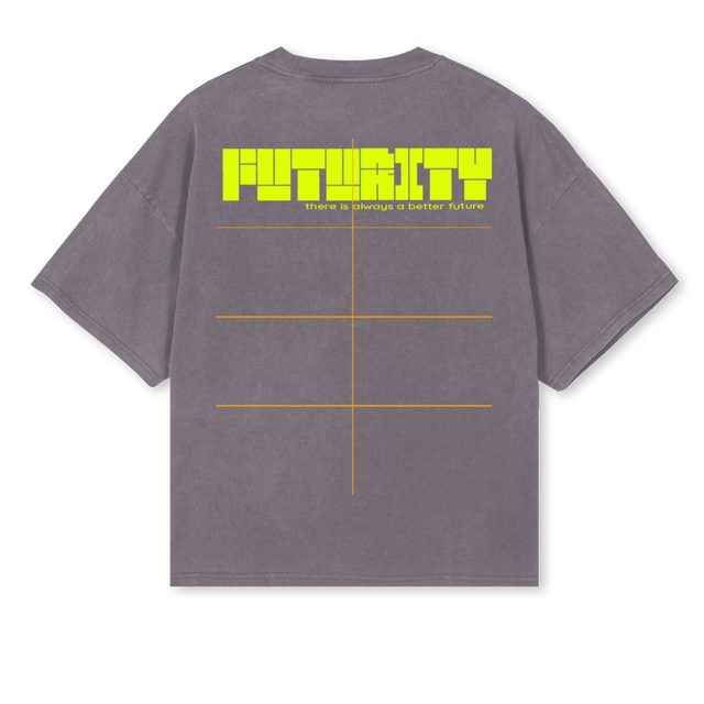 SLEEKZFUTURITY Pigment Grey Oversized Boxy Tee.