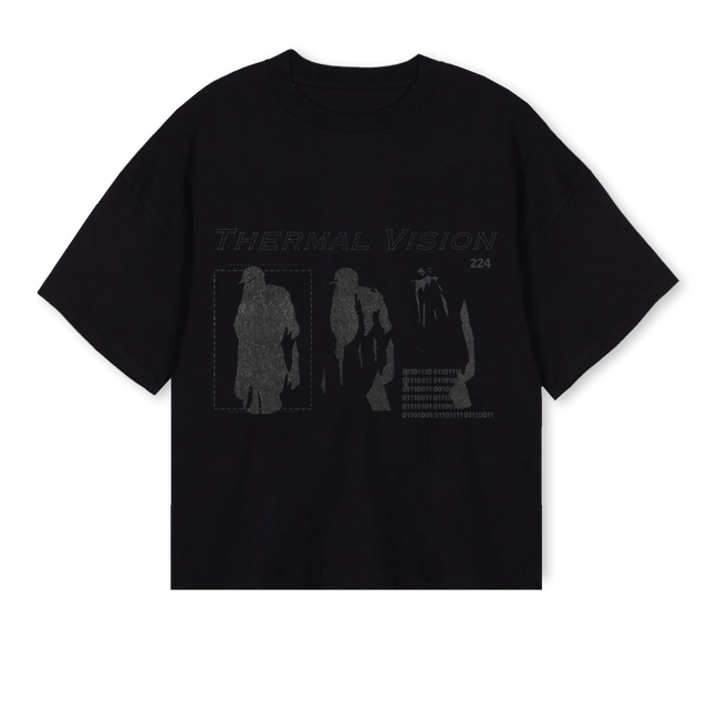 THERMALTEE Black Oversized Boxy Tee.